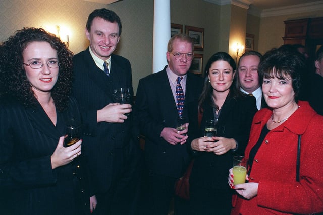 An Estate Agent's lunch in 1998. L to r: Michelle Brook, Keith Peet, Bill Reid, Sarah Adams, Lee Worrall, Pat Marsh.