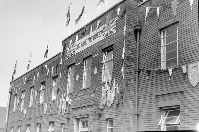 Taken in 1953, the image shows West Hartlepool Finance Office in Avenue Road decorated for the Coronation of Her Majesty the Queen. Photo: Hartlepool Museum Service.