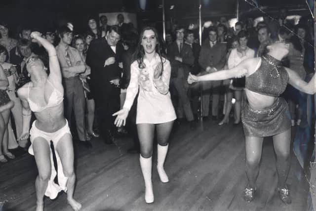 Go go dancing competition at the Penny Farthing Club in February 1970. From left, Betty Nixon  of Durlstone Crescent, Avril Cochrane of Crescent Road, Nether Edge and Christine Hague of Kilvington Road