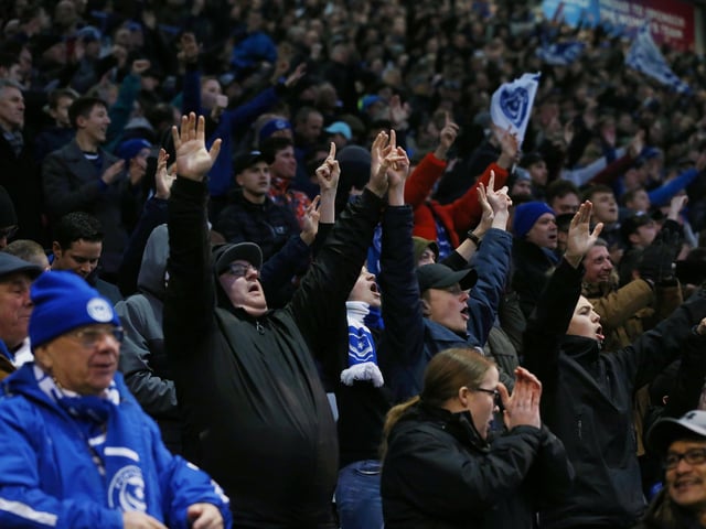 Supporters inside Fratton Park during the FA Cup win over Barnsley.