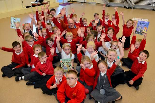Children's book Illustrator Korky Paul was pictured with pupils from St Aidans Primary School in 2015. Does this bring back happy memories?