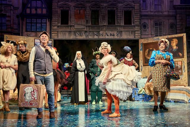 John Bishop, Anna-Jane Casey, Ian McKellen and Company in Mother Goose at the Lyceum. Photo by Manuel Harlan.jpg
