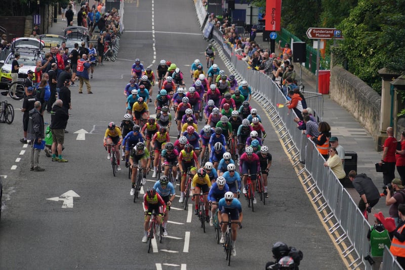 Crowds lined the streets to watch the cycling races.