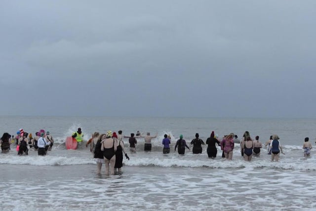 The swim was held on Seaburn beach, where swimmers were able to take a leap over the waves.