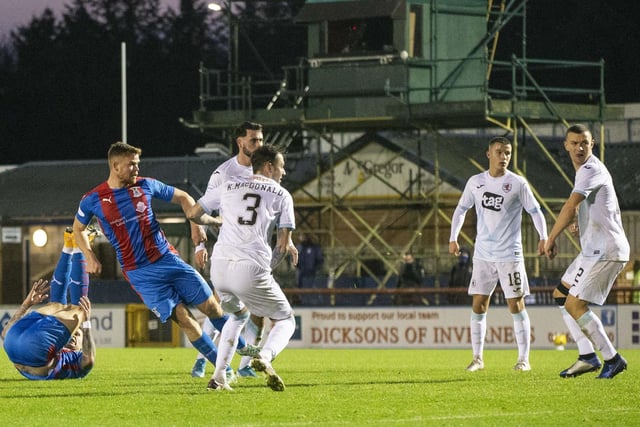 Inverness Caley's Scott Allardice scores to make it 2-0 during their Scottish Championship match with Raith Rovers. Photo: Bruce White/SNS Group