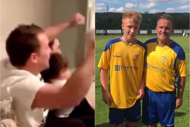 An emotional video of Lee Thompson went viral after his son Declan Erratt-Thompson made his debut for Sheffield Wednesday at Exeter.