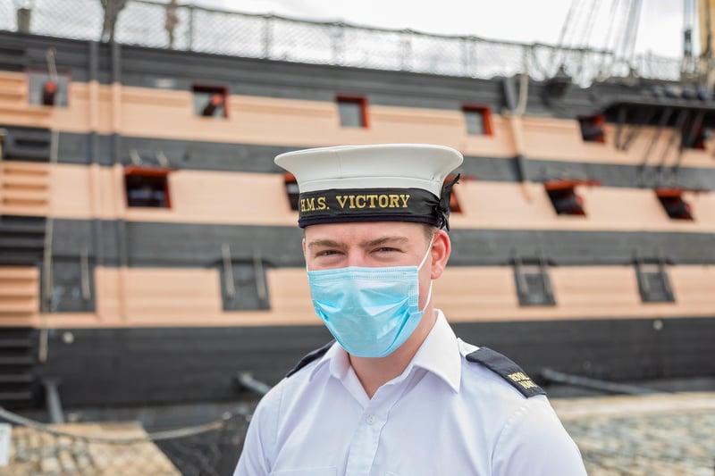 Able Seaman Davies on duty at HMS Victory in Portsmouth's Historic Dockyard. Picture: Mike Cooter (220521)