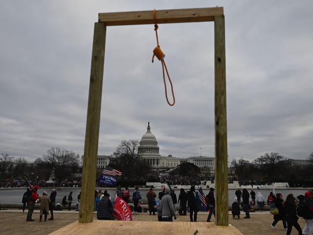 Supporters of US President Donald Trump gather on the West side of the US Capitol.
