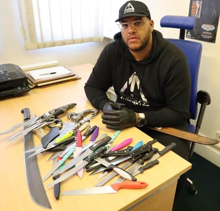 Anthony has collected hundreds of knives from the streets of Sheffield over the years.