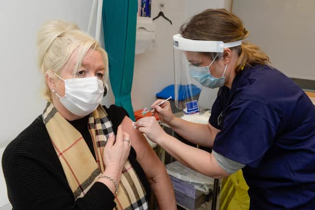 Lisa Davison, a dental nurse from Grenoside, received her vaccine at the University of Sheffield Health Centre.
