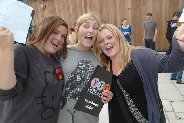 Celebrating their results at Yewland School in August 2009 are, from left to right, Faith Pearson (3 As, one B, 6 Cs), Harriet Steers(6 Bs, 4 Cs) and Sarah Ralph ( 1 A*, 4 As, 5 Bs)