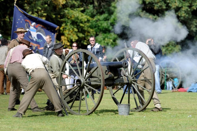Pictured are Living History Camp and Battle Re-enactment members on dispay at Sheffield Fayre in Norfolk Park in 2011