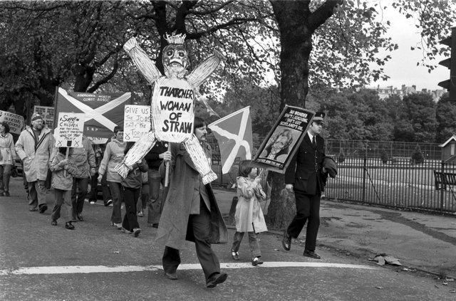 The Scottish National Party hold a demonstration in Glasgow in October 1980