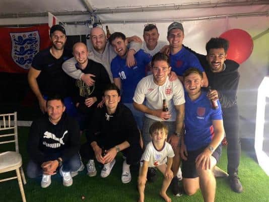 Harry Maguire with family and friends at his party. Picture: Instagram