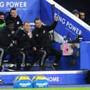 Wigan Athetic manager Kolo Toure, seated to the left of Brendan Rodgers, worked closely with the Leicester City boss: Michael Regan/Getty Images