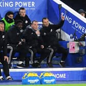 Wigan Athetic manager Kolo Toure, seated to the left of Brendan Rodgers, worked closely with the Leicester City boss: Michael Regan/Getty Images