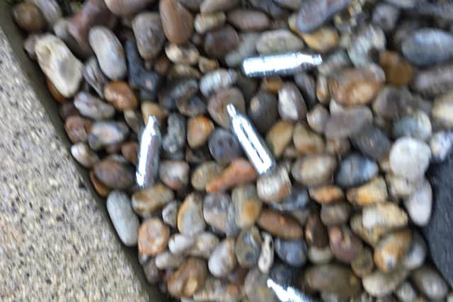 Laughing gas canisters found discarded following a rooftop party at Brook Place in Sheffield