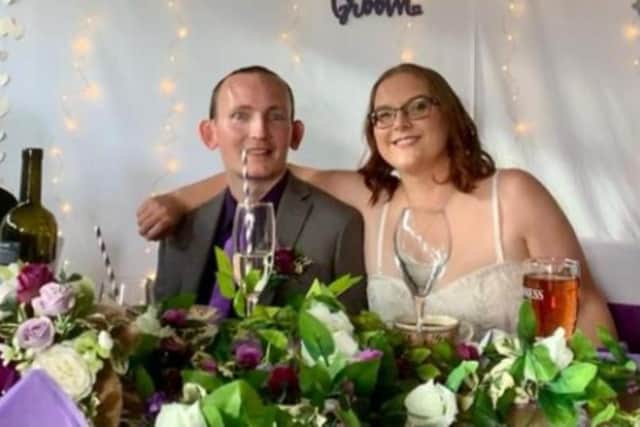 Mike Sumner, aged 38, tied the knot with Zoe Welch, 31, from Sheffield (Photo: SWNS)