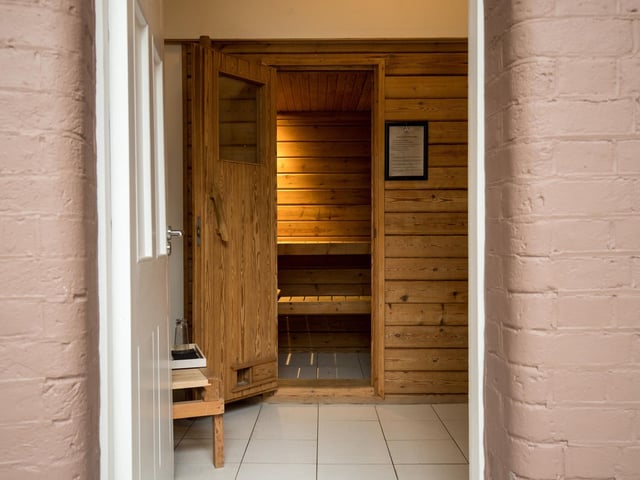 A view of the sauna in the spa on No Man's Fort
