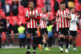 Sheffield United players Max Lowe and John Egan (right) after their FA Cup semi-final against Manchester City at Wembley: Darren Staples / Sportimage