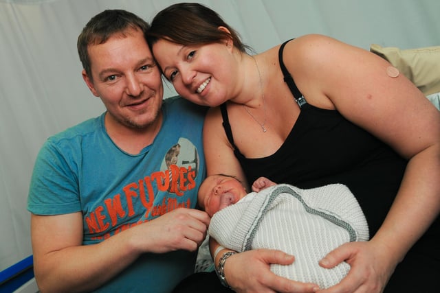 New Years Day babies at Chesterfield Royal Hospital. Pictured is Claire Jenkins and Andrew Smith from Tansley with Isla Edith born on New Year's Day at just before 6am in 2015