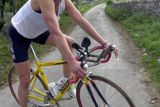 Triathlete Christine Milton, 51, training near her Bradwell home for the  Iron Man Triathlon in Hawaii in 2002