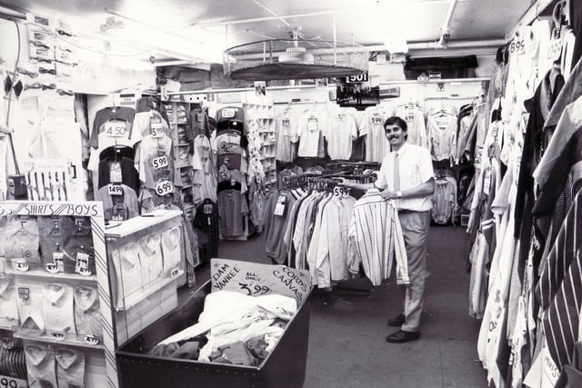 The shirt department of Harrington's at Castle Market, Sheffield in June 1987.