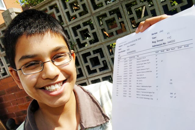 McAuley school student Arjun Bhadhuri, 16, of Doncaster, recieved ten A* GCSE grades in 2006