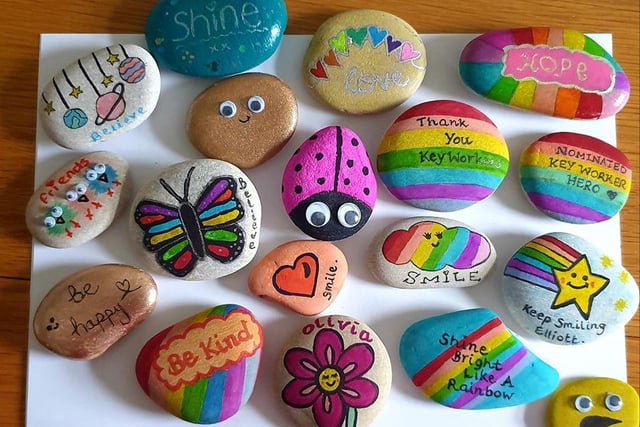 Julie Qualie made these pebbles and hid them around Silksworth for kids to find.