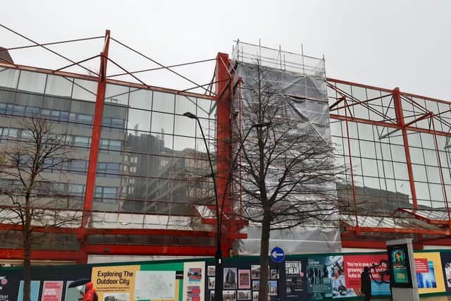 The building’s striking red frame is being swept away as part of the £480m Heart of the City redevelopment by Sheffield City Council.