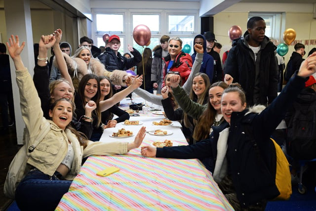 Pupils at McAuley School pictured on their last day during their Surprise Party. Picture: NDFP-20-03-20 McAuleyLeaversParty 10-NMSY