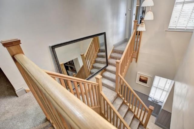 One of the Cleadon property's stand-out features is this custom-built staircase