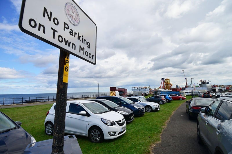 Cars parked on the Town Moor at the Hartlepool Carnival.