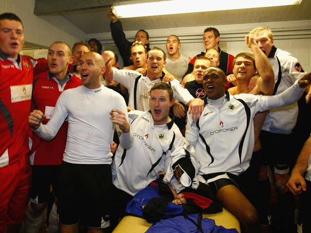The celebrations continue in the dressing room.