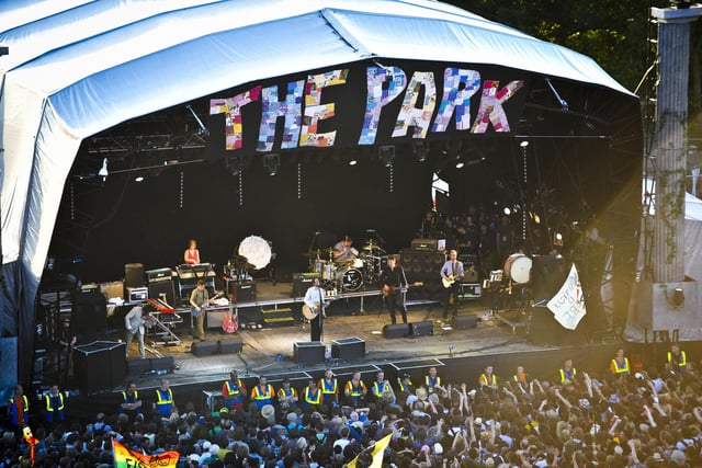 The scene when Pulp performed as secret guests on the Park stage at the Glastonbury Music Festival on Saturday June 25, 2011