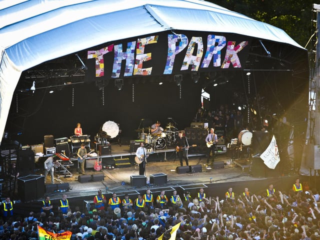 The scene when Pulp performed as secret guests on the Park stage at the Glastonbury Music Festival on Saturday June 25, 2011