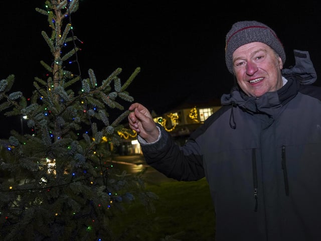 Organiser Kevin Palmer with some of the Christmas decorations in Greenhill. Picture Scott Merrylees