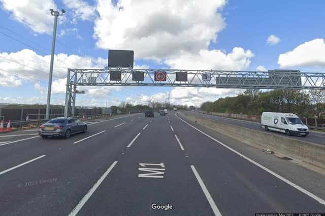 One car landed on its roof following a six-vehicle crash on the M1 near Sheffield (pic: Google)
