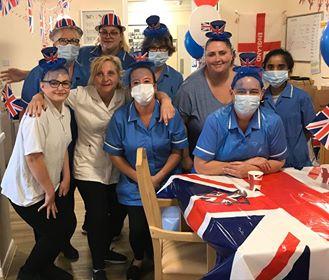 Staff at Cosham Court Nursing Home celebrate VE Day 75.