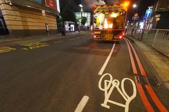 Double reds are a familiar sight in London where they are used to prevent vehicles stopping at any time.