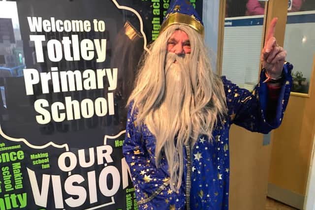 Whole school assistant Mrs Booth as 'The Wizard of Booth'