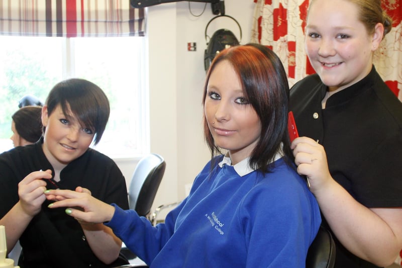 Parkside School Hair Salon in 2008. L-R, Jessica Pearce, Natasha Seabridge, Charmain Yeadley.