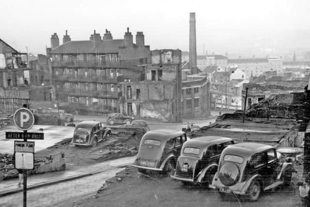 Bomb sites on Campo Lane and Vicar Lane, Sheffield, looking towards Lee Croft, in 1948. Photo: Picture Sheffield