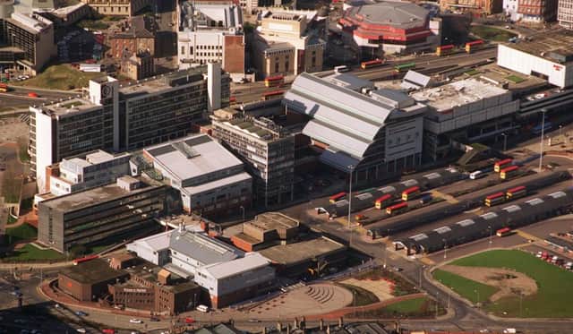 A view from Pond Street showing Sheffield hallam Univeristy in 1997