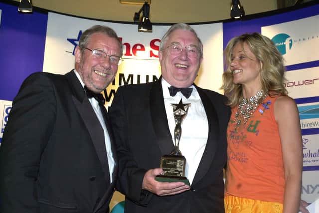 Sir Norman Adsetts receives his Lifetime Achievement award from Richard Caborn and Linda Barker