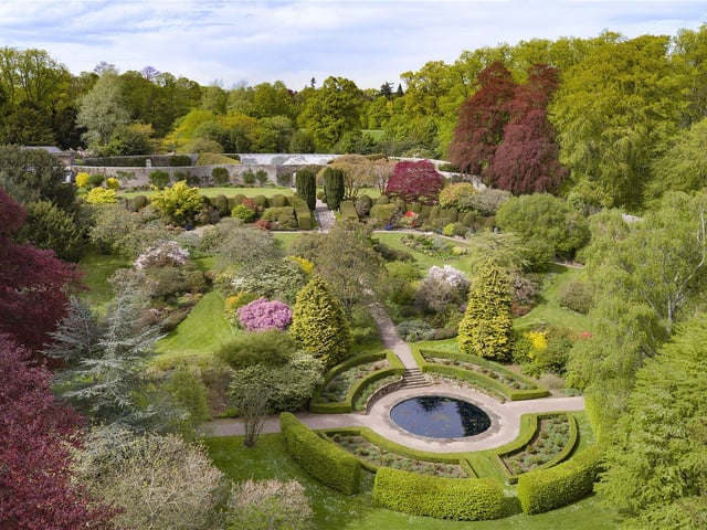 The castle has a lovely walled garden.
