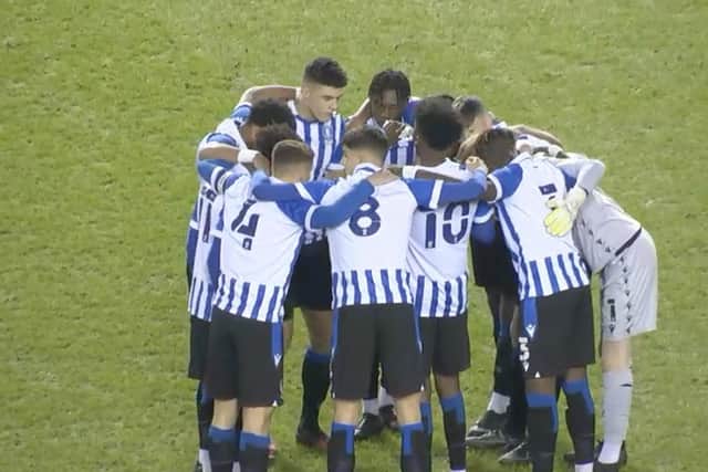 Sheffield Wednesday's U18s in a huddle before facing Preston North End.
