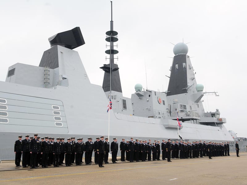 21st March 2013. HMS Defender Commissioning Ceremony at the Portsmouth Naval Base. Ships company on parade
Picture: Paul Jacobs (13802-2)