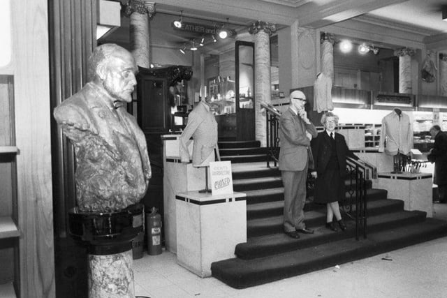 Here you can see staff at the Princes Street RW Forsyth, which was one of Edinburgh’s most famous department stores. It closed in October 1981. To the left of the photo, you can see a bust of the company’s founder.