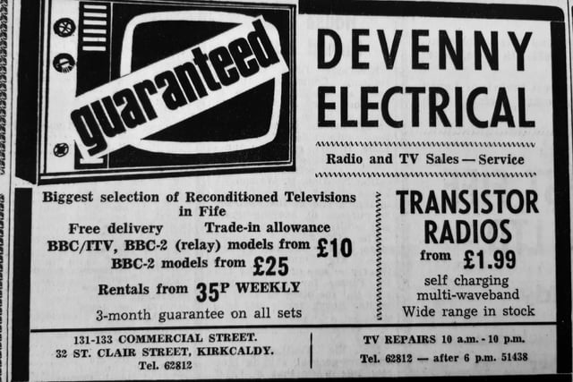 Who remembers the days when you rented your television?
Devenny Electrical, on St Clair Street, was just one business to offer the service ... and it'd cost you just 35 pence per week!